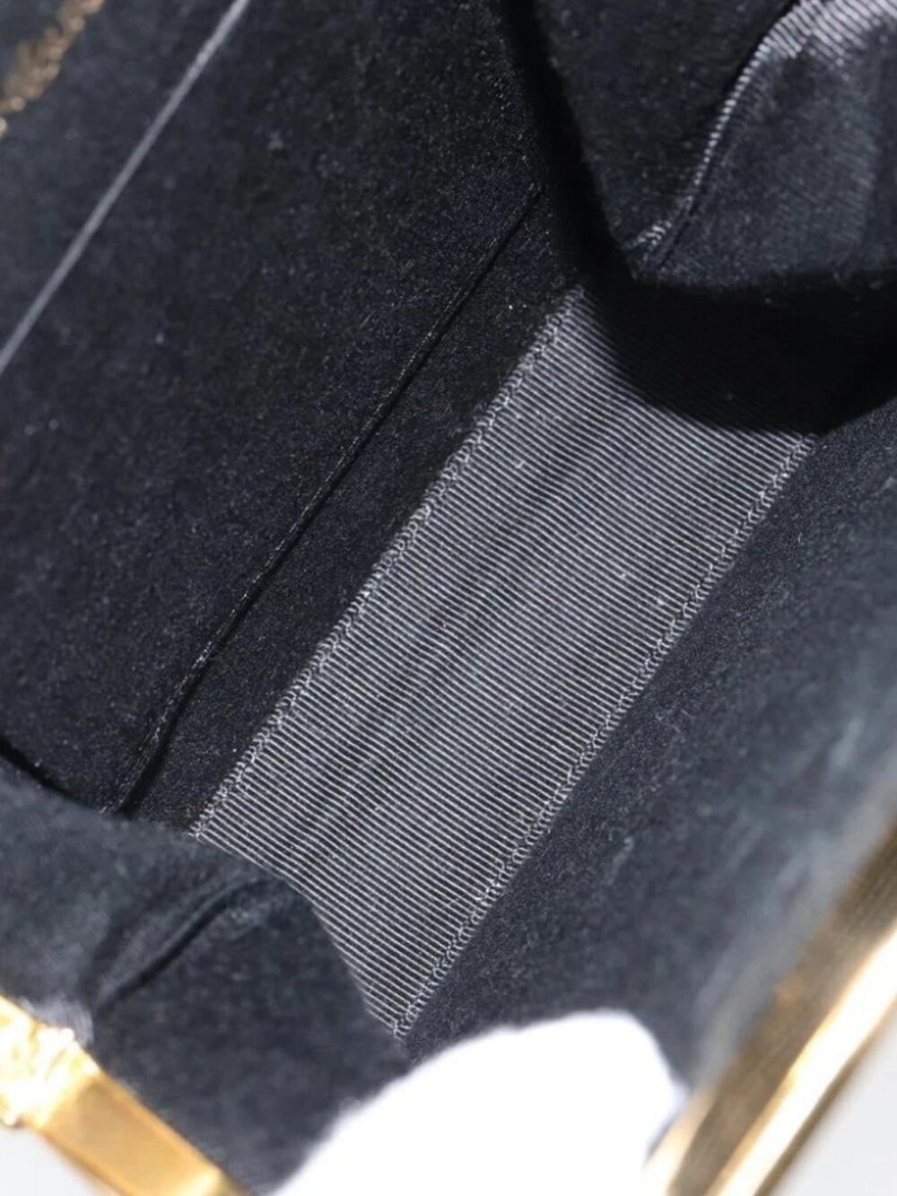 SAINT LAURENT Hand Bag Enamel Black Gold Auth - Picture 12 of 15